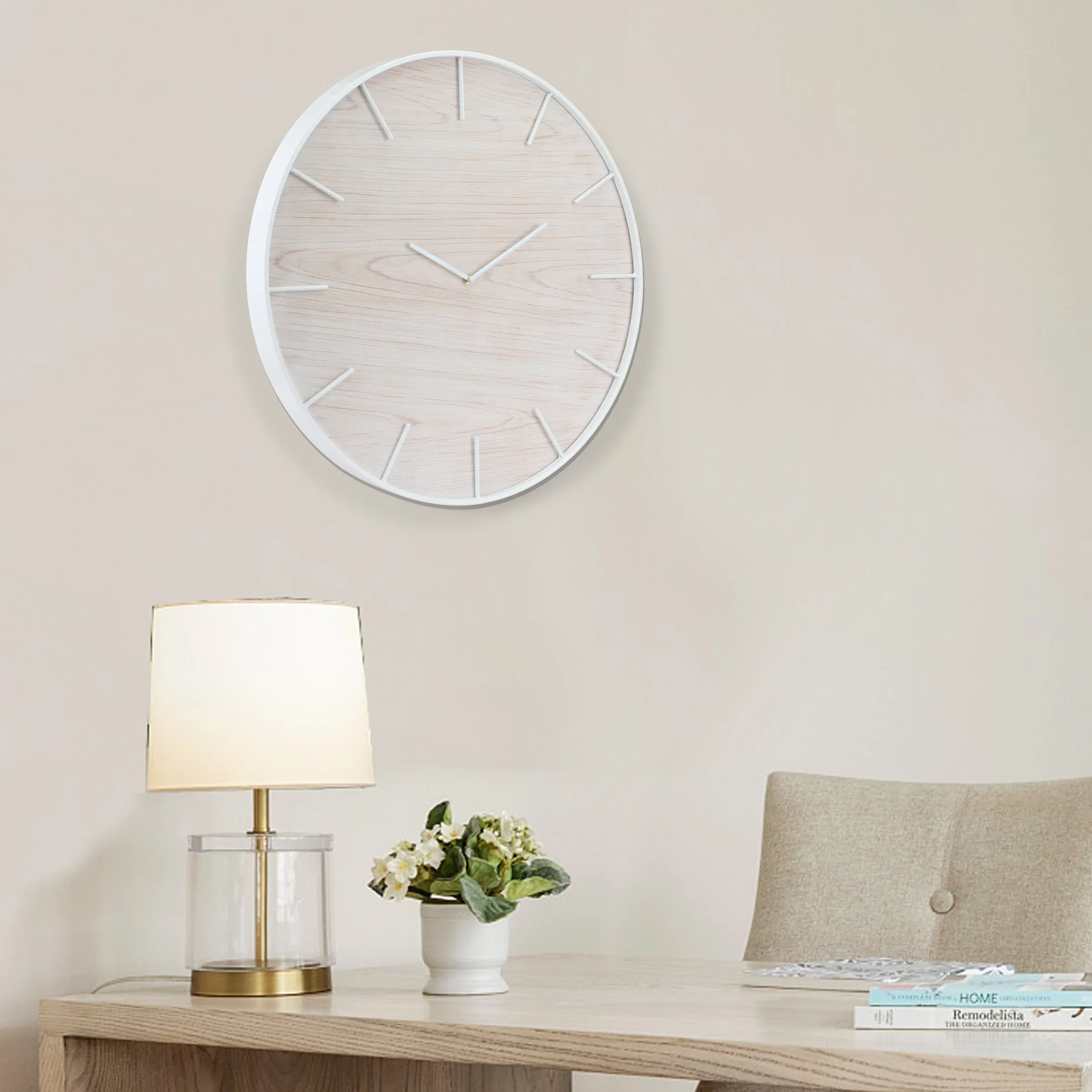 Round Open Face Blonde Clock with White (WS)