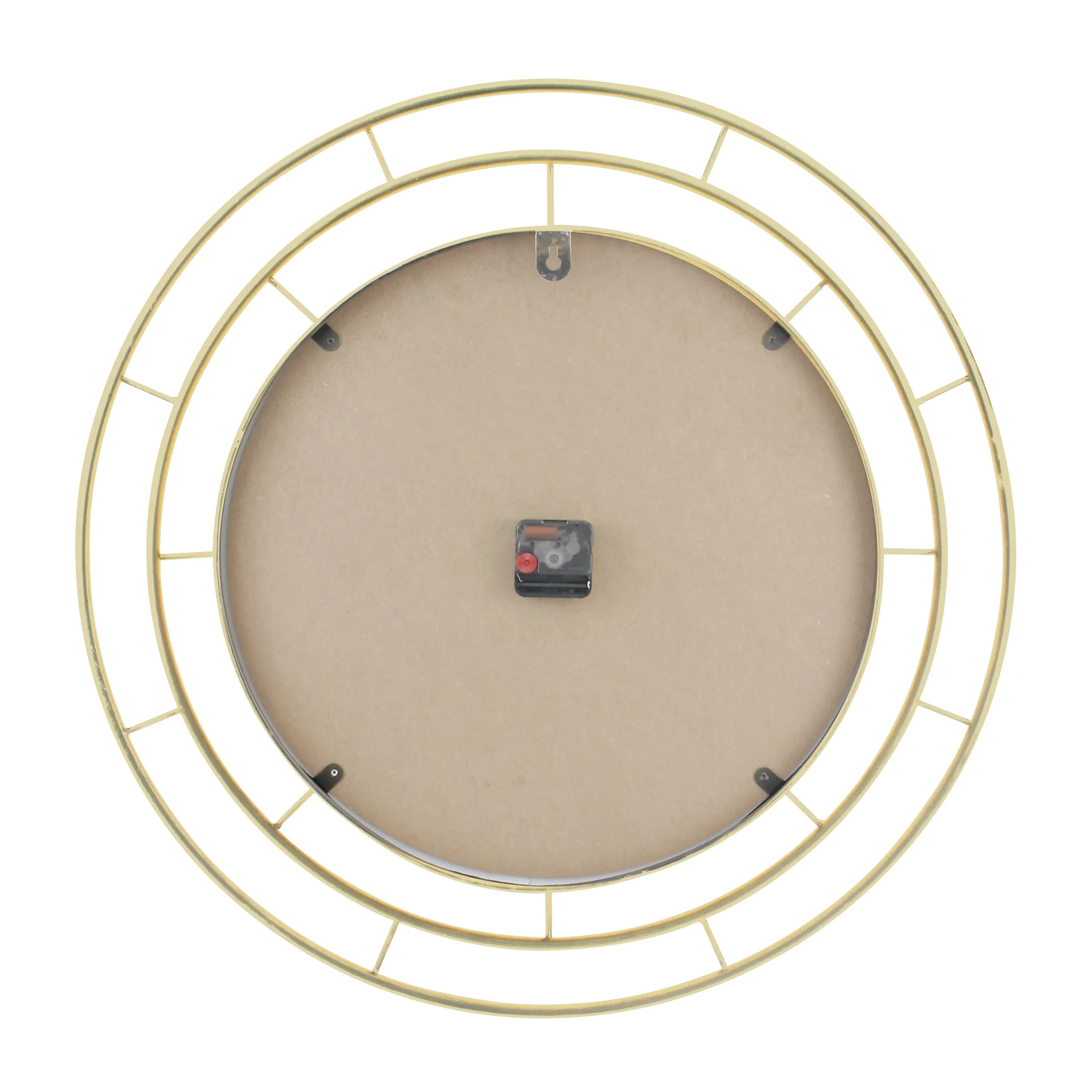 Round Open Face White Clock with Gold Concentric Wire