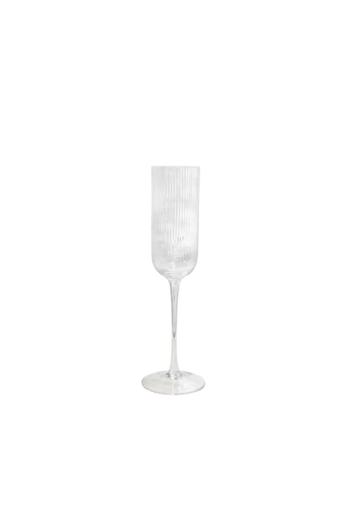 Sage & Cooper - Atticus Ribbed Champagne Glass (set Of 4) - Clear Glass