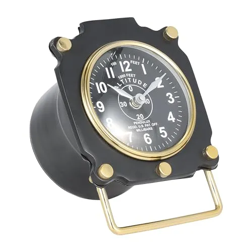 Sagebrook Home Metal, 5" H Altimeter Table, Black Clocks