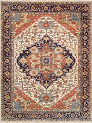 Serapi Collection Hand-Knotted Wool Area Rug,  5'10" X  6' 3", Ivory