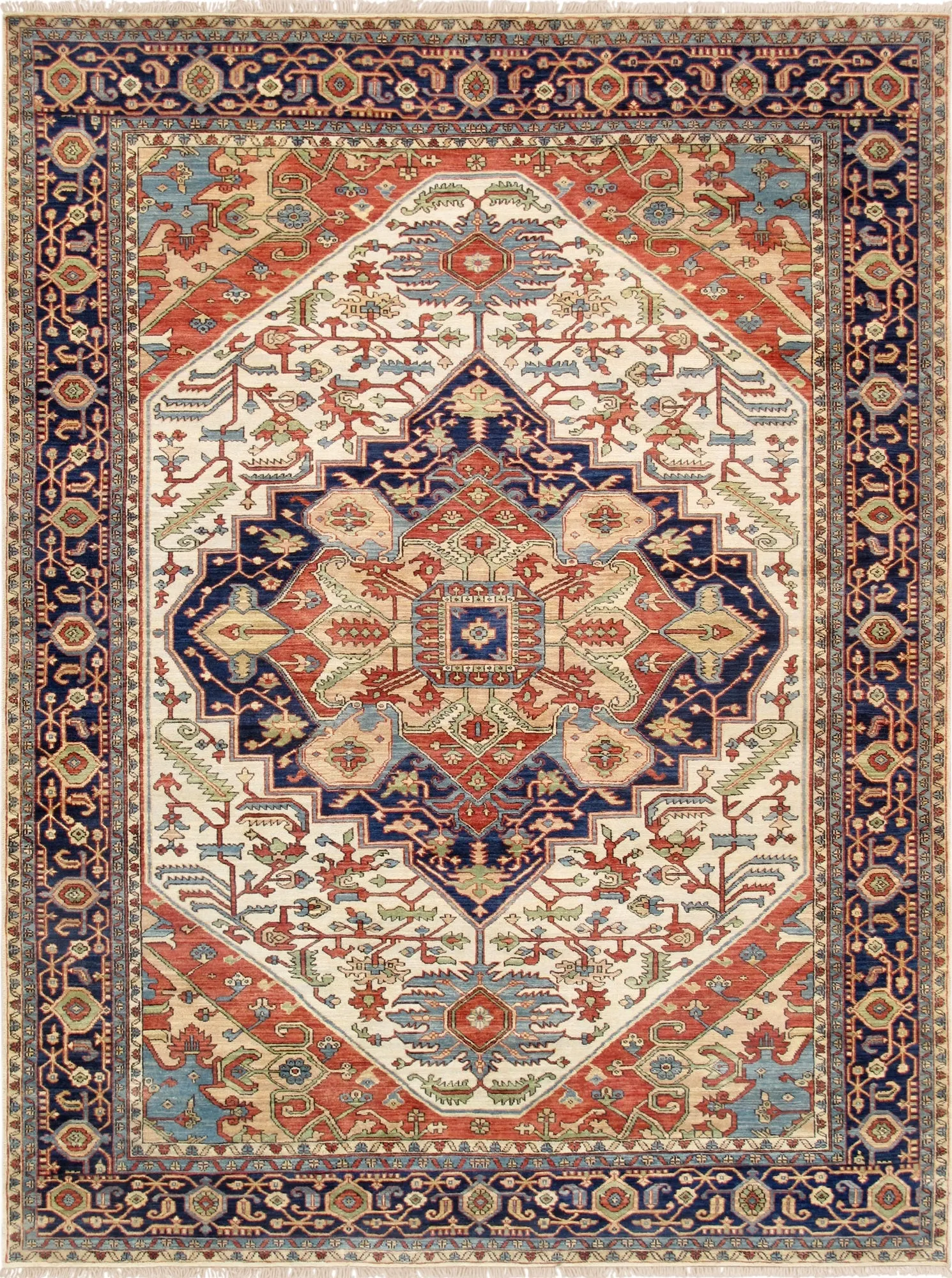 Serapi Collection Hand-Knotted Wool Area Rug,  5'10" X  6' 3", Ivory