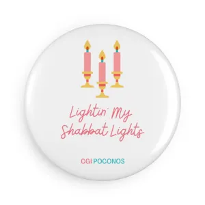 Shabbat Candles Button Magnet, Round (1 & 10 pcs)