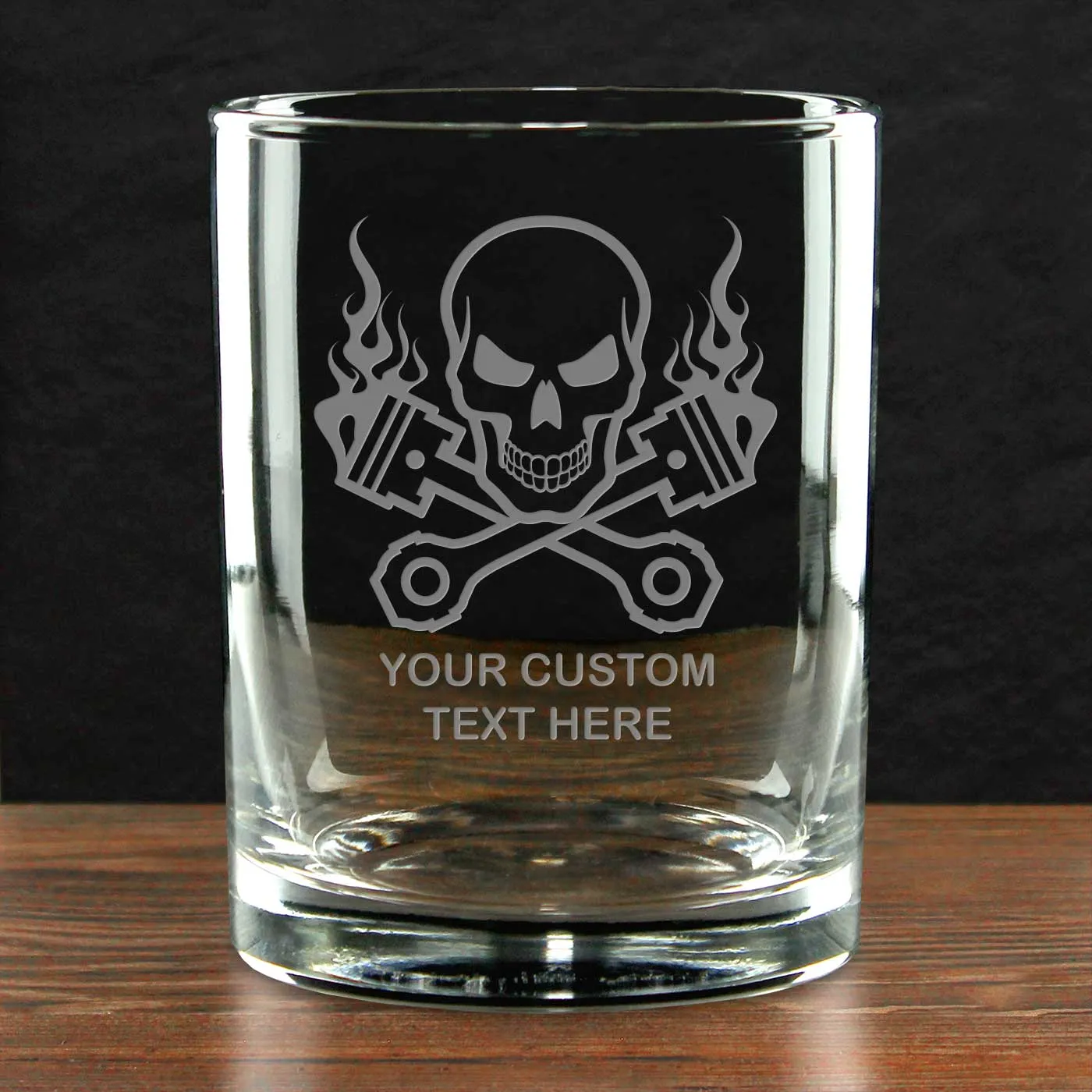 Skull & Pistons Racing Personalized 14 oz. Double Old Fashioned Whiskey Glass