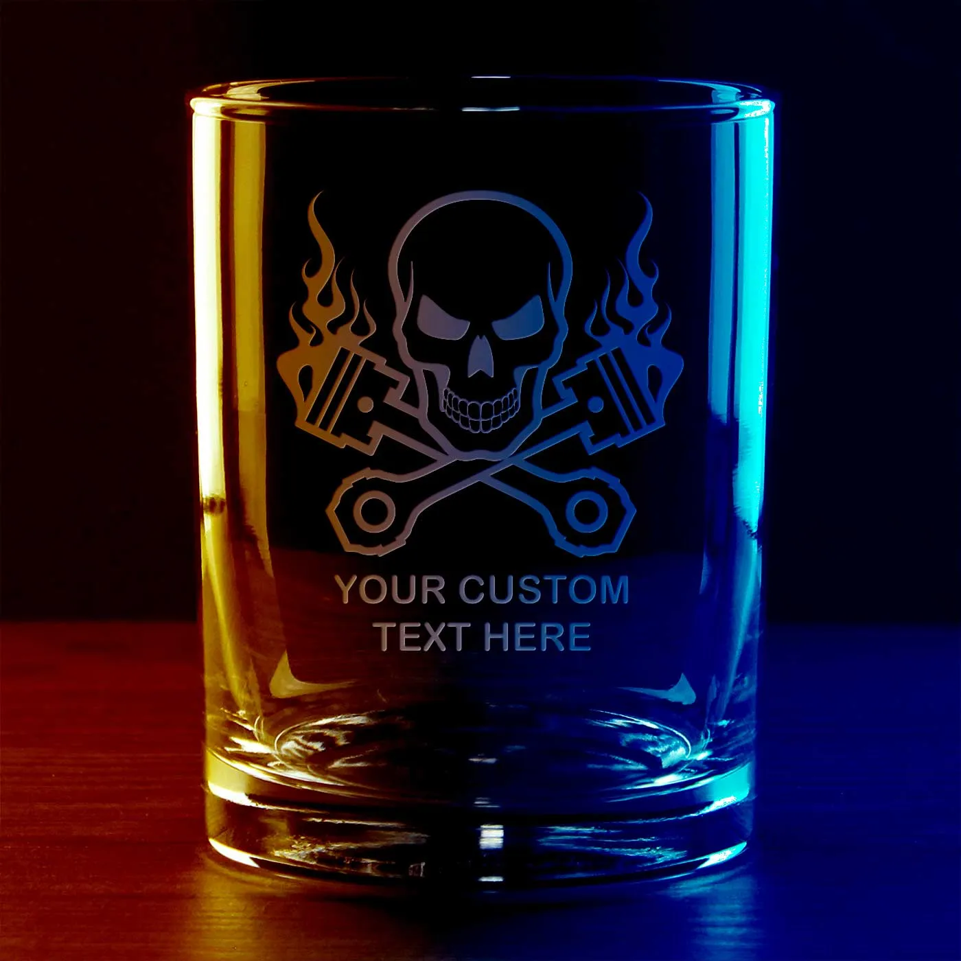 Skull & Pistons Racing Personalized 14 oz. Double Old Fashioned Whiskey Glass