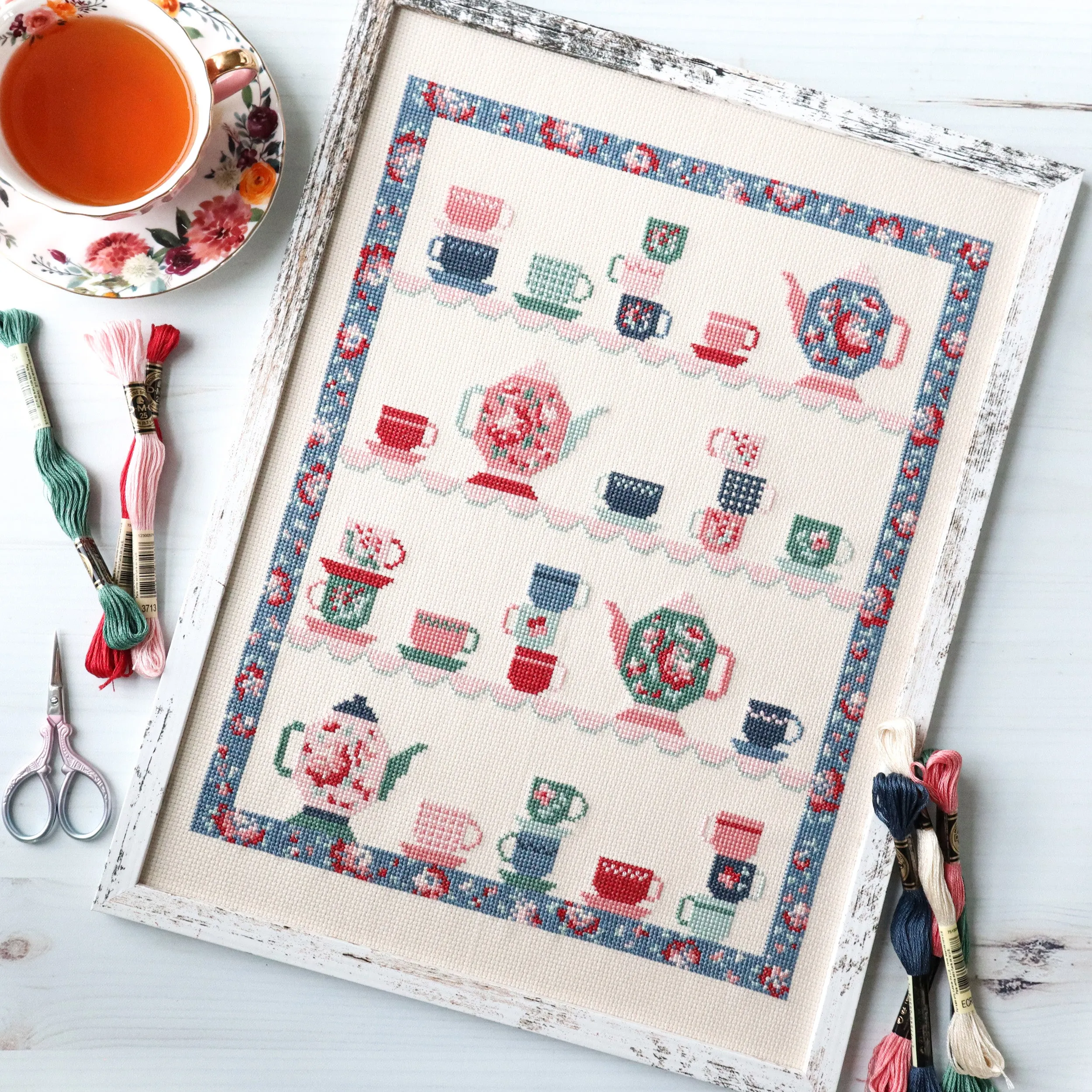 Tea Party Cross Stitch PDF Pattern