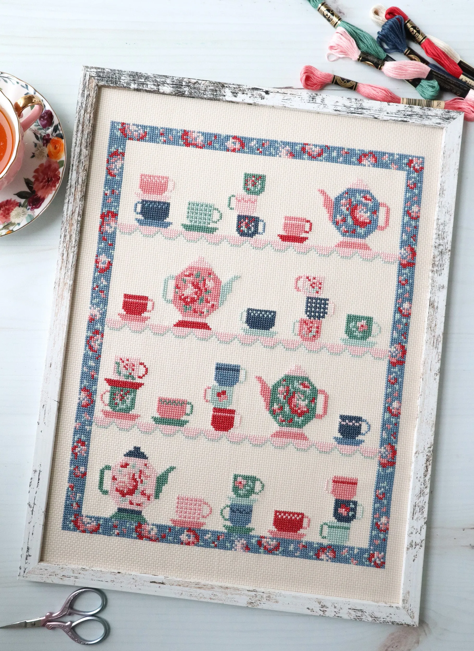 Tea Party Cross Stitch PDF Pattern