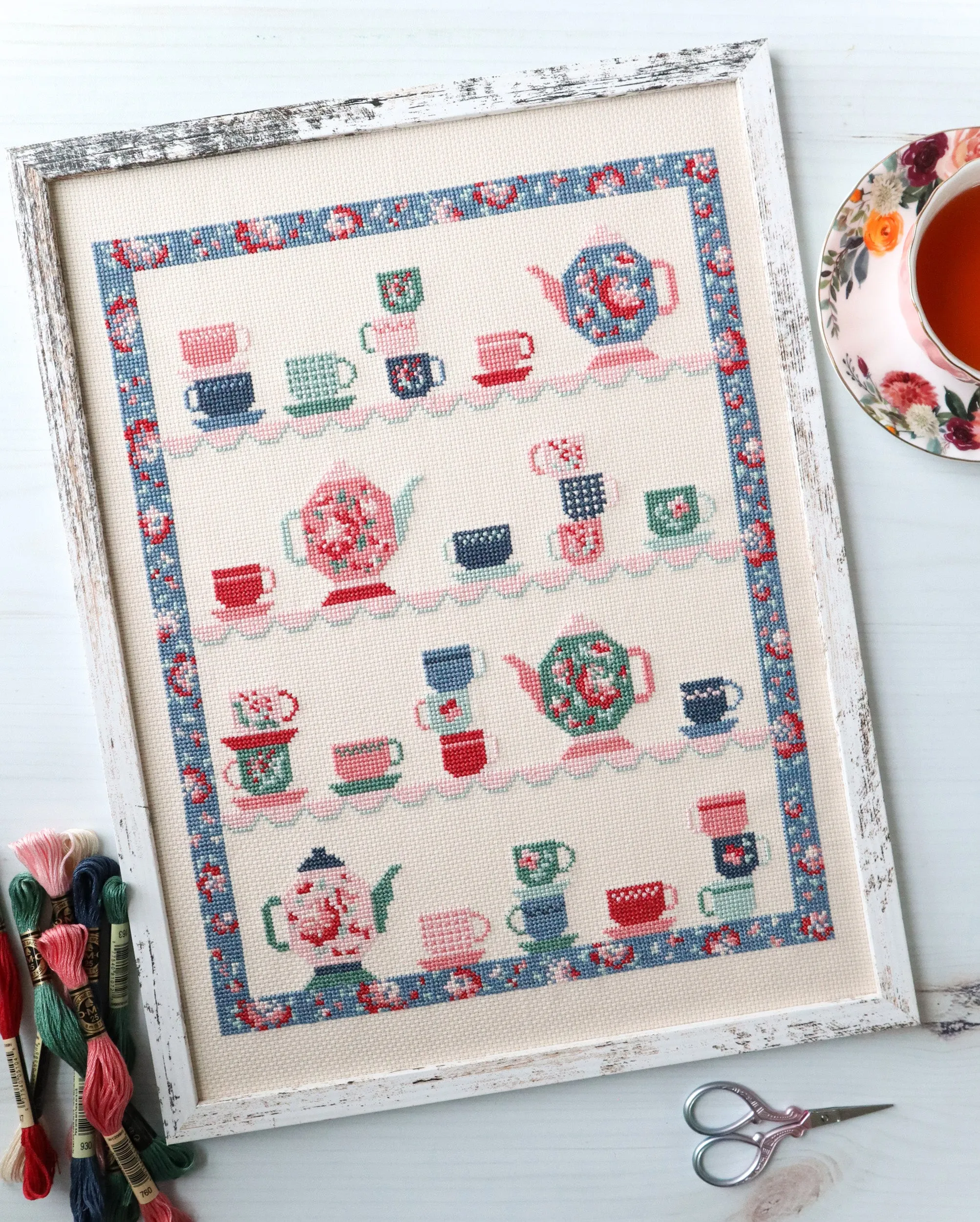 Tea Party Cross Stitch PDF Pattern