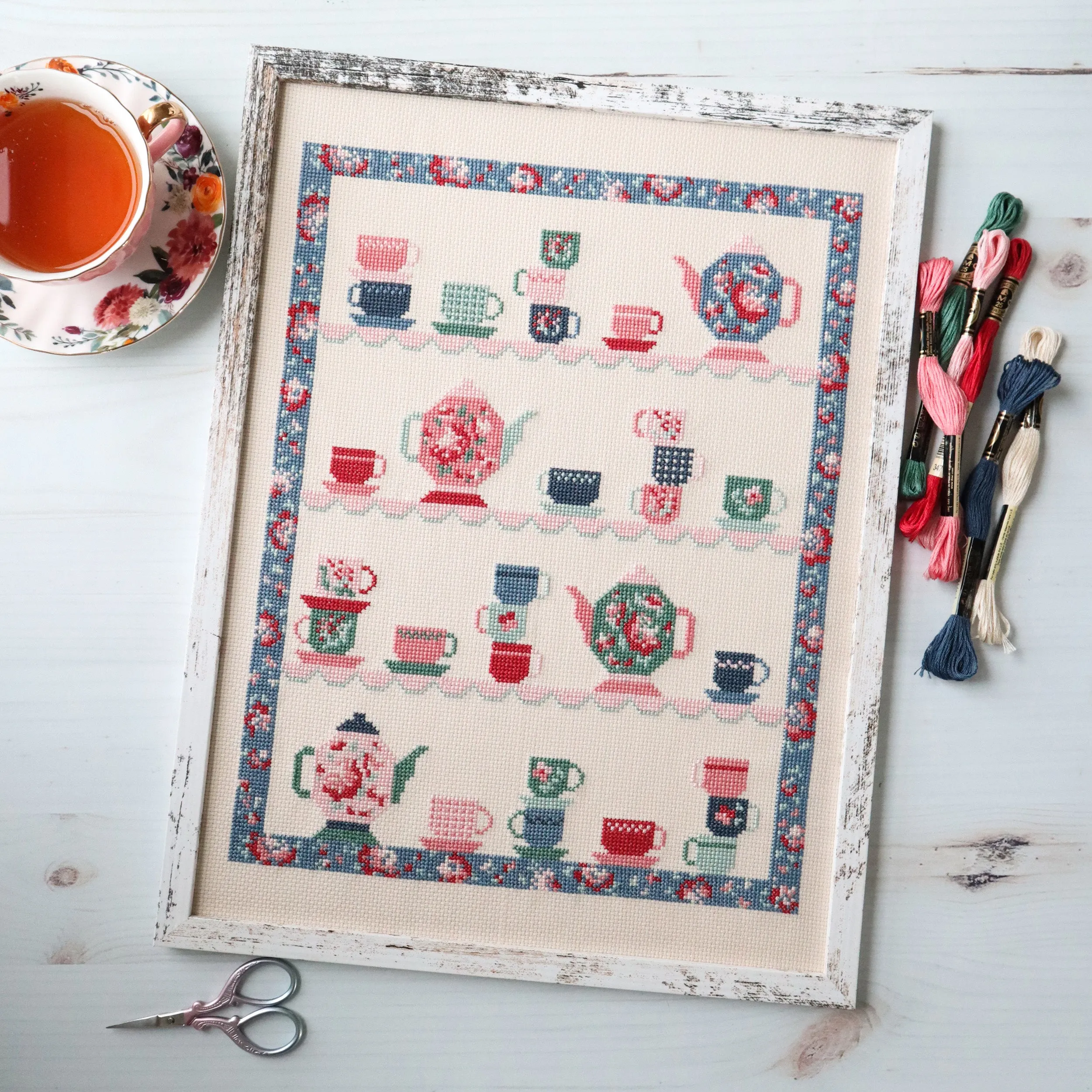 Tea Party Cross Stitch PDF Pattern