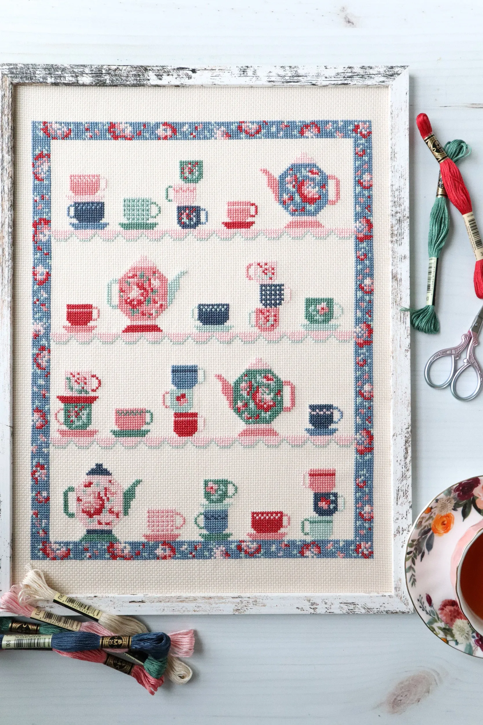 Tea Party Cross Stitch PDF Pattern