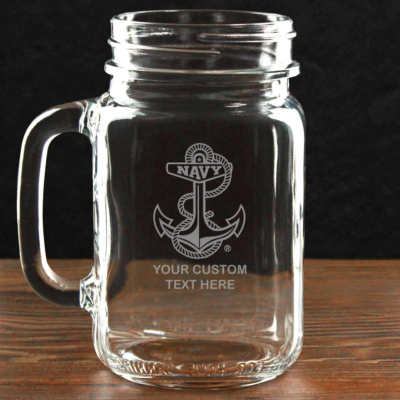 US Navy 'Build Your Glass' Personalized 16 oz Drinking Jar