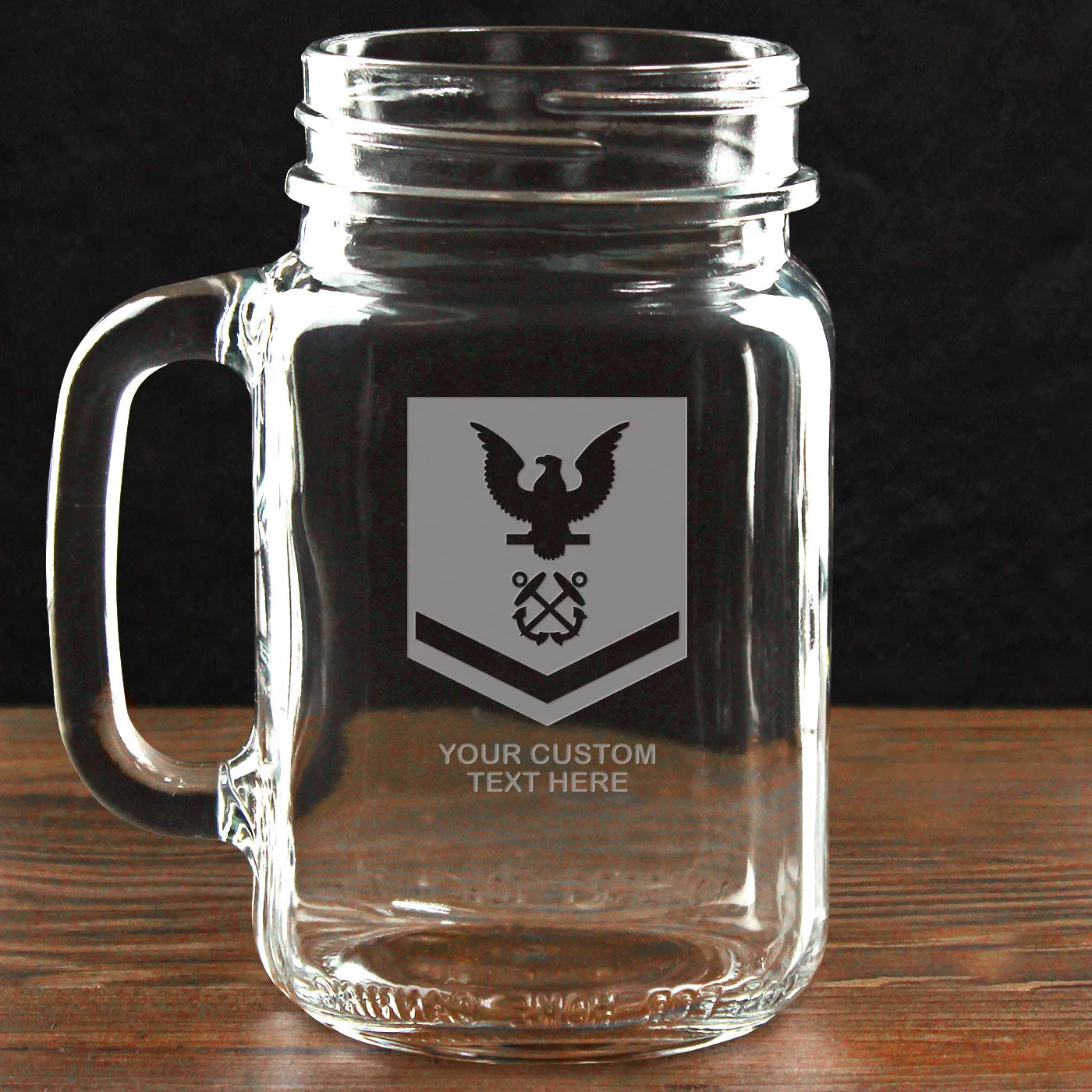 US Navy 'Build Your Glass' Personalized 16 oz Drinking Jar