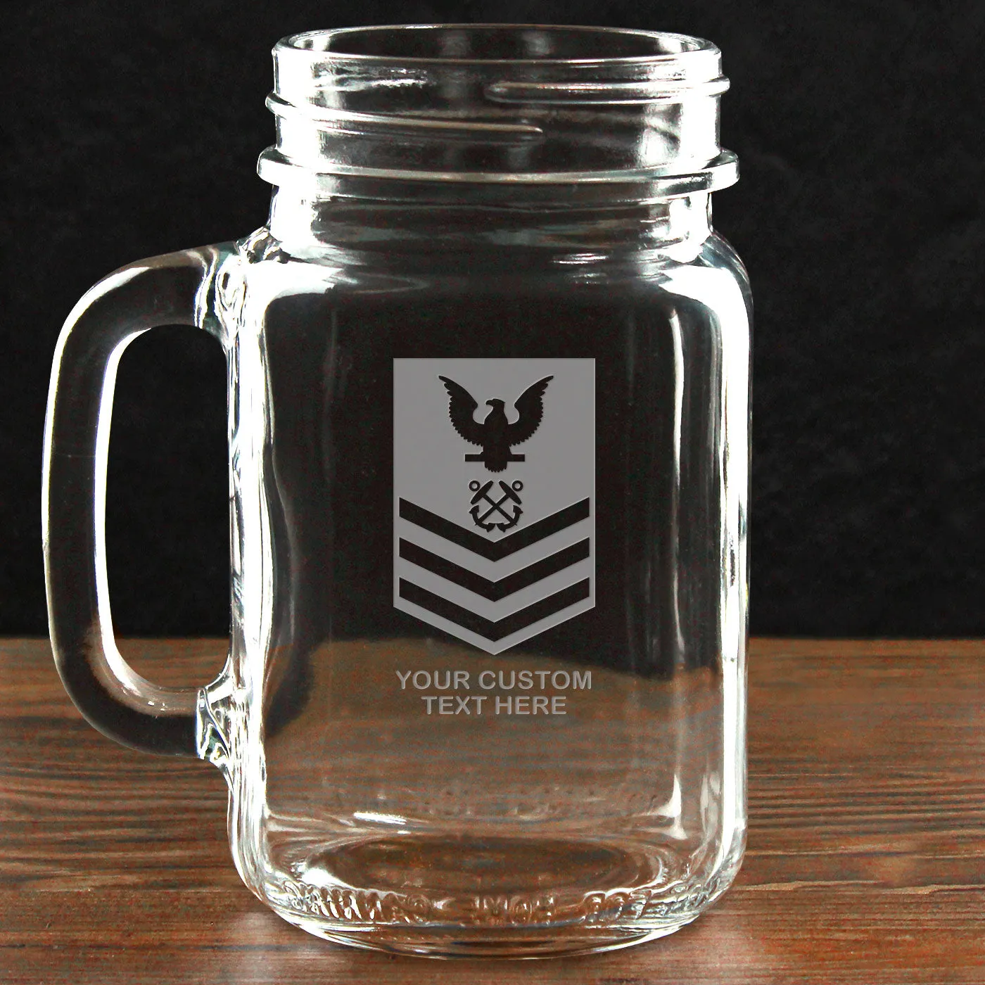 US Navy 'Build Your Glass' Personalized 16 oz Drinking Jar