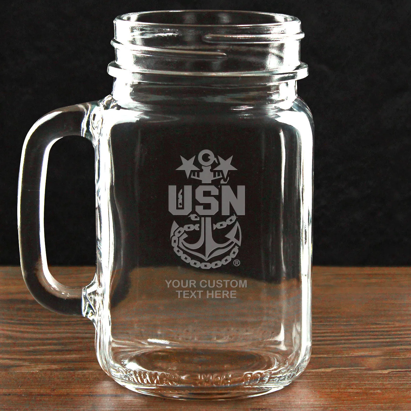 US Navy 'Build Your Glass' Personalized 16 oz Drinking Jar