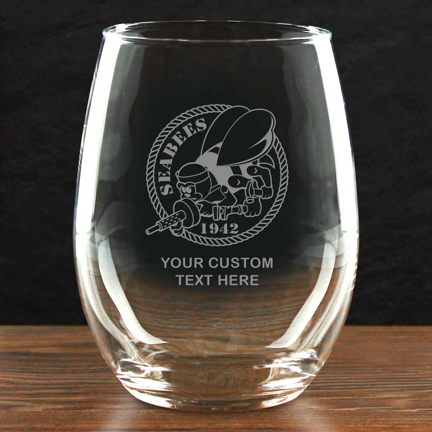 US Navy 'Build Your Glass' Personalized 21 oz Stemless Wine Glass