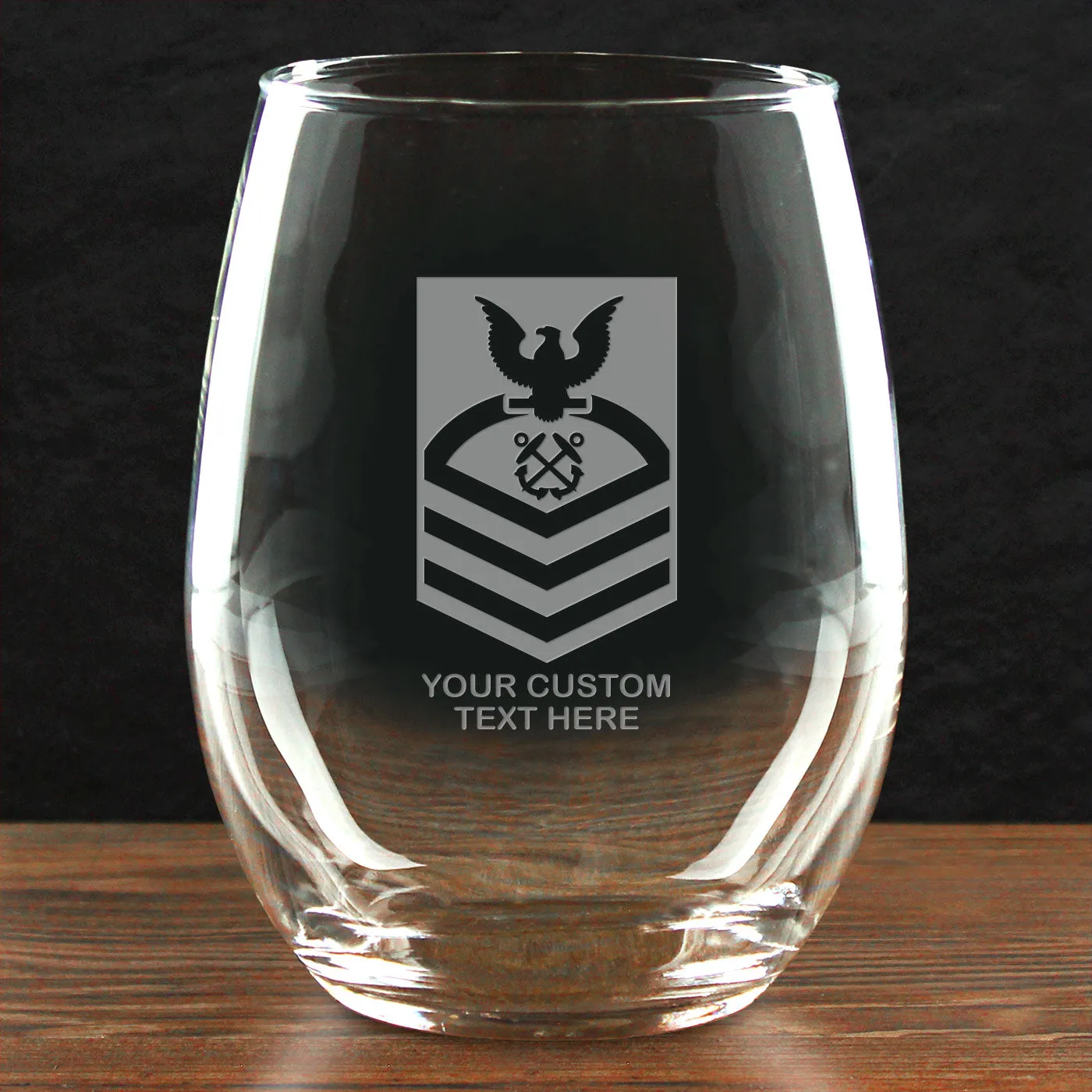 US Navy 'Build Your Glass' Personalized 21 oz Stemless Wine Glass