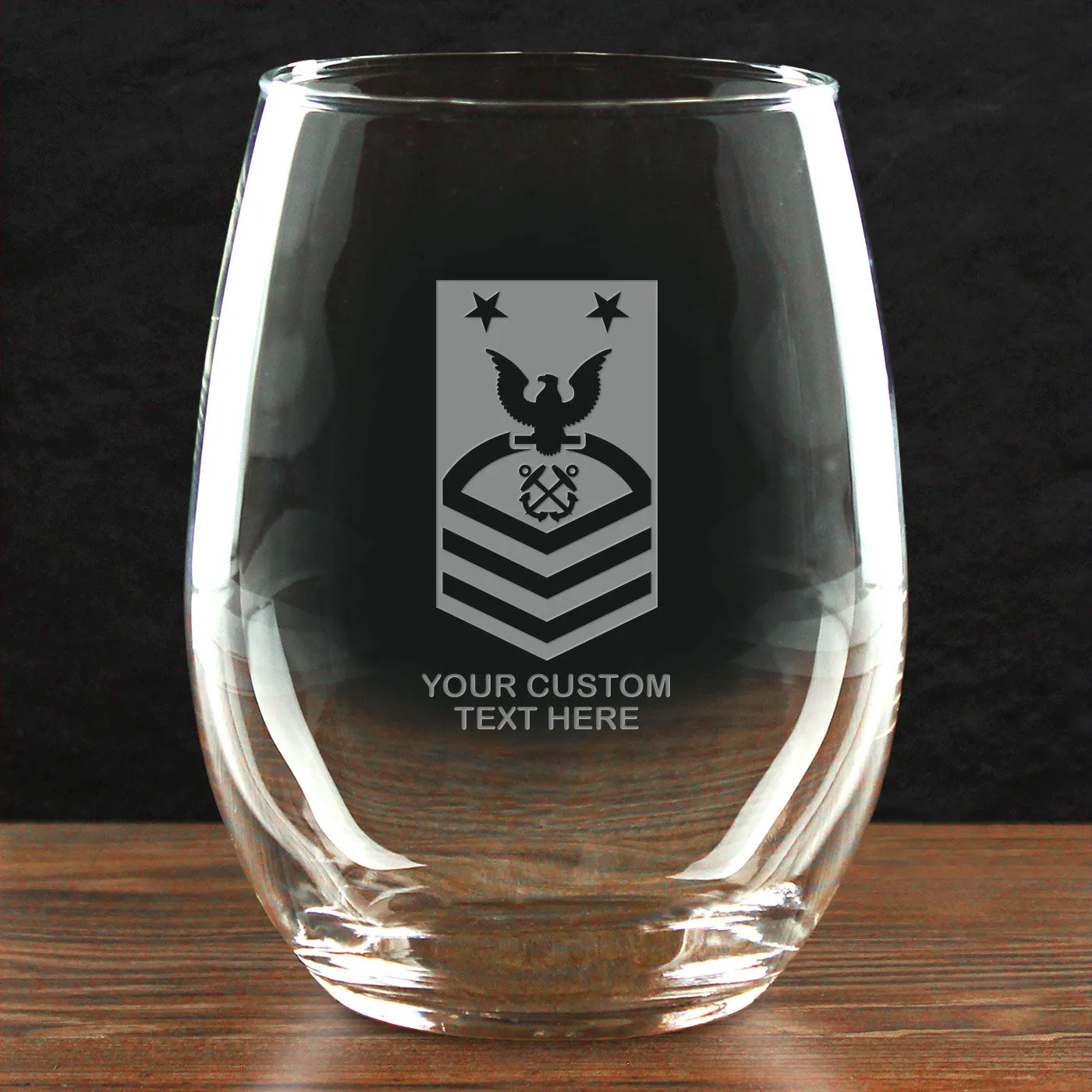 US Navy 'Build Your Glass' Personalized 21 oz Stemless Wine Glass