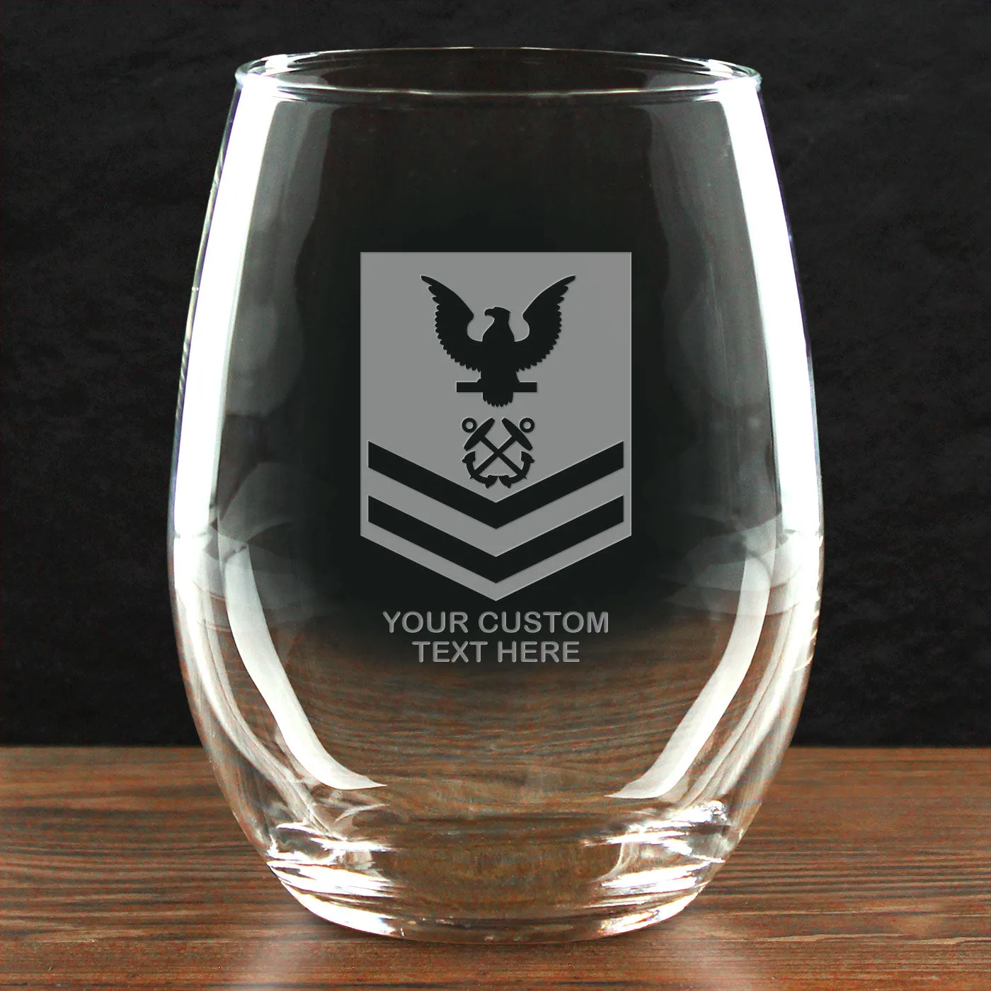 US Navy 'Build Your Glass' Personalized 21 oz Stemless Wine Glass