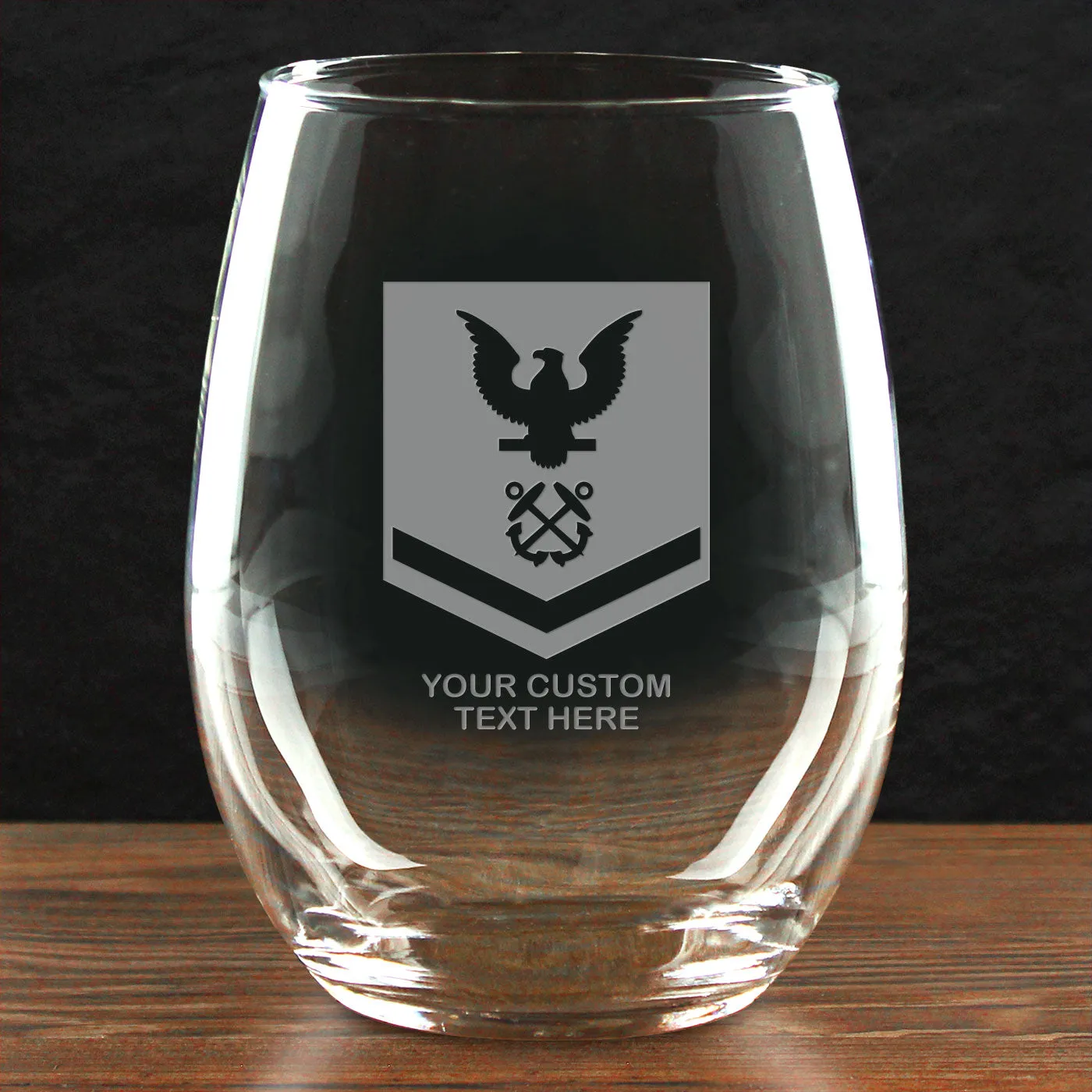 US Navy 'Build Your Glass' Personalized 21 oz Stemless Wine Glass