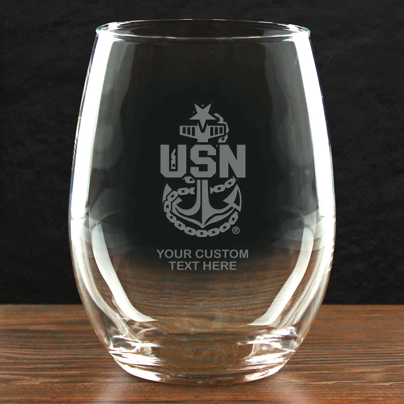 US Navy 'Build Your Glass' Personalized 21 oz Stemless Wine Glass