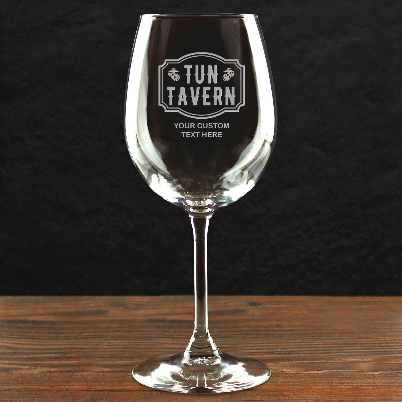 USMC 'Build Your Glass' Personalized 16 oz. Etched Wine Glass