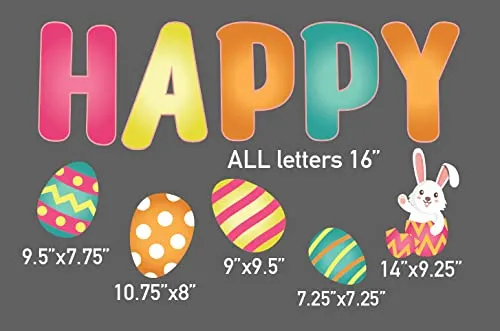 VictoryStore Jumbo Easter Garage Door Magnets, 16 Pieces, Happy Easter Magnet Letters, Indoor or Outdoor Thick Magnets, Garage Door Decals, 20086