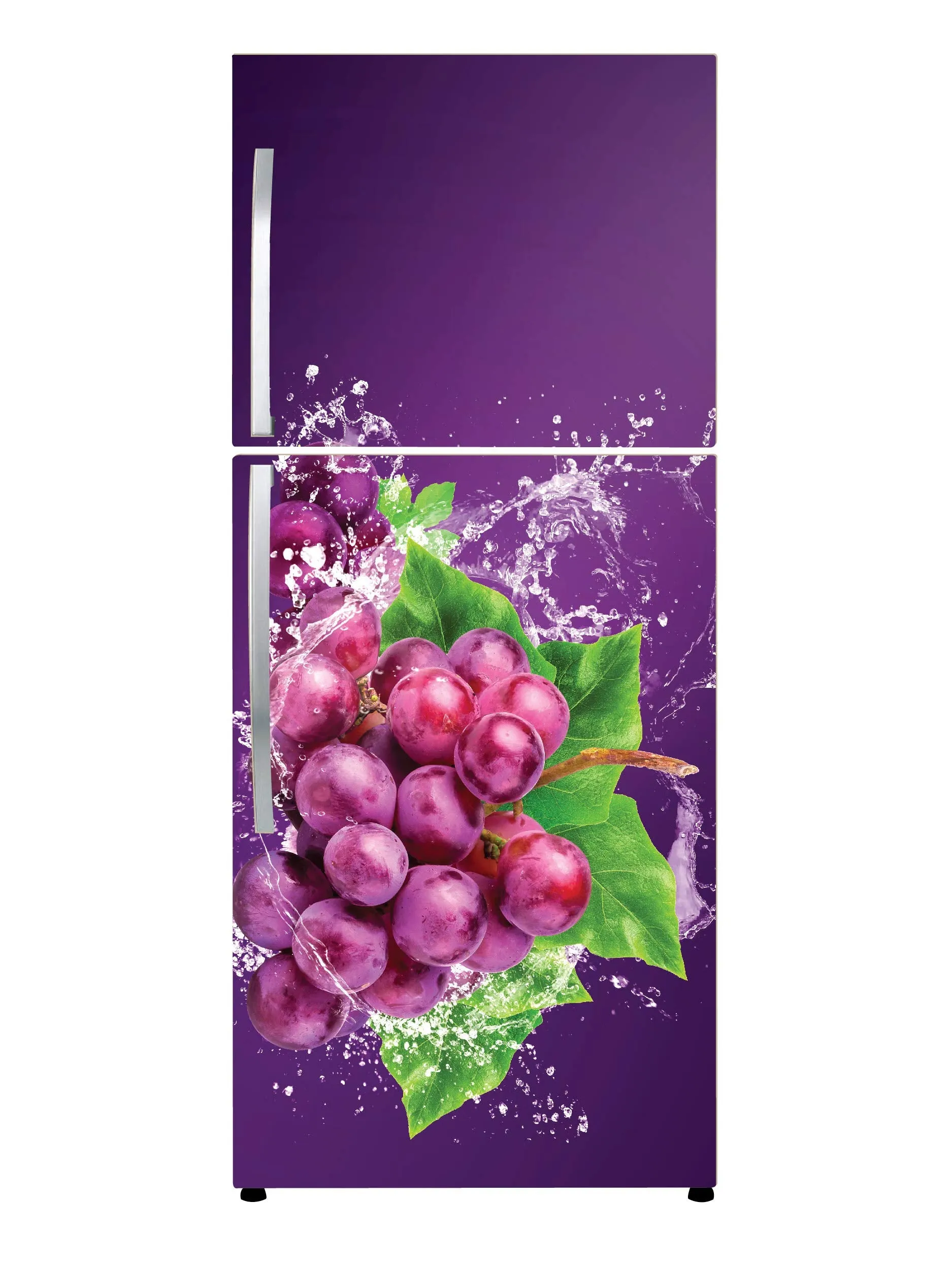 VVWV® Grapes Fruit Fridge Stickers for Single and Double Door Refrigerator Living Kitchen Home Hotel Decorative Self Adhesive and Water Proof Vinyl Sticker (Double Door (61x152 cms))