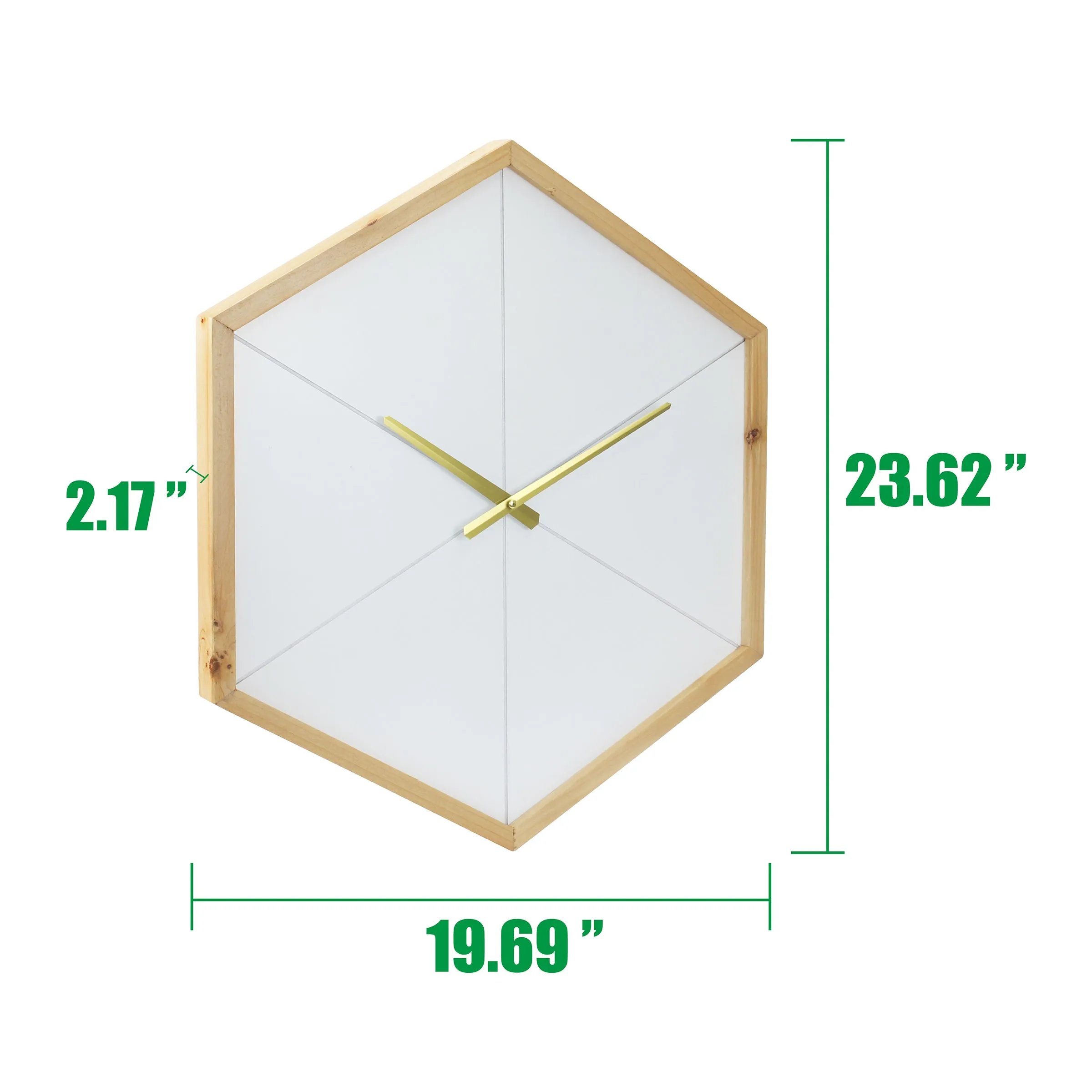 Wood Octagon Open Face White with Gold Clock (WS)