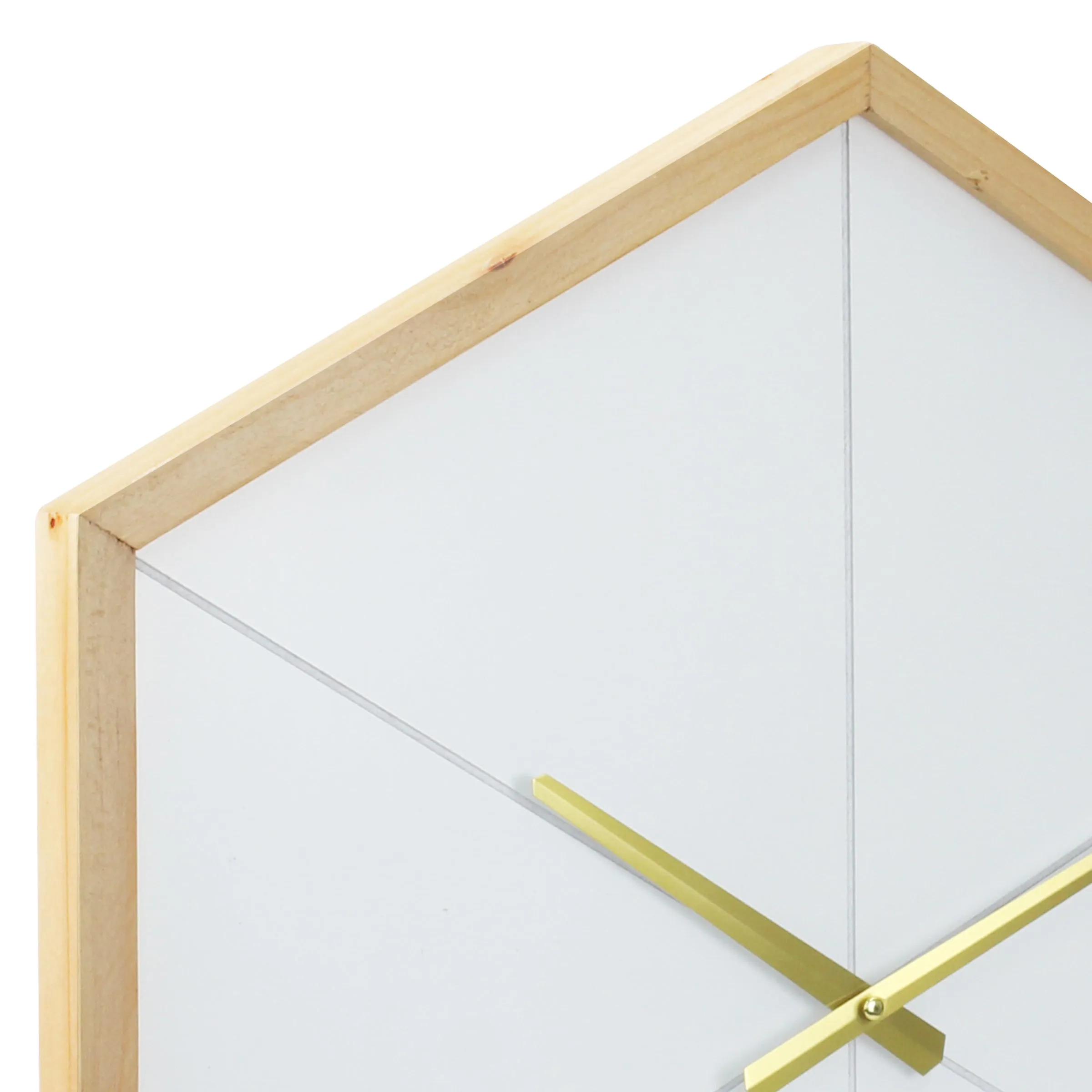 Wood Octagon Open Face White with Gold Clock (WS)