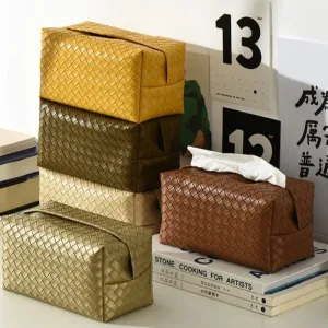 Woven Leather Tissue Paper Holder