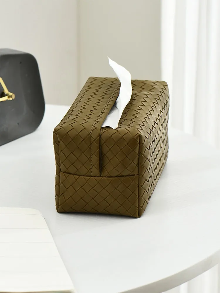 Woven Leather Tissue Paper Holder